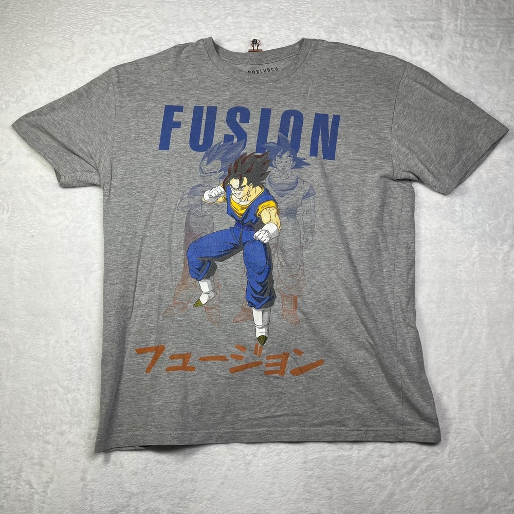 Boxlunch Dragon Ball Z Fusion T Shirt Men XL Gray Cotton Super Saiyan Goku Gohan